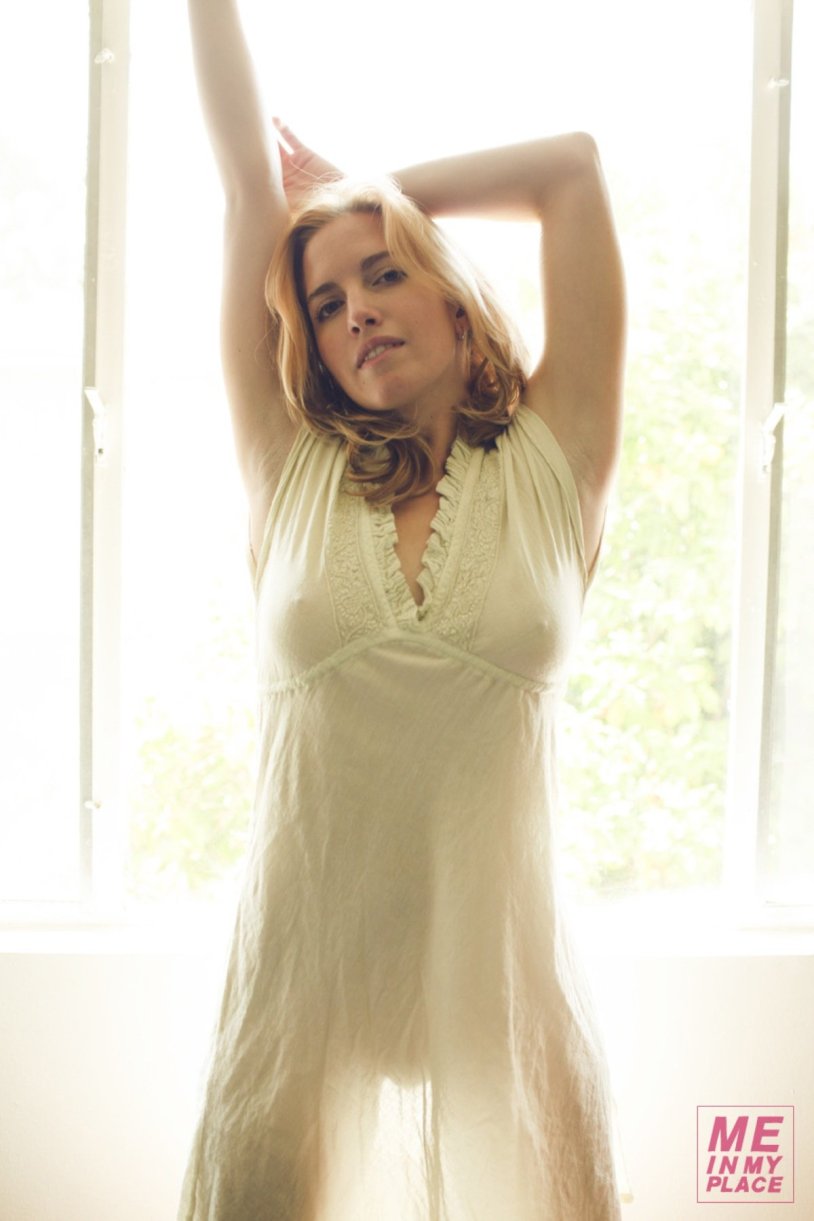 Kindly Myers in a dress