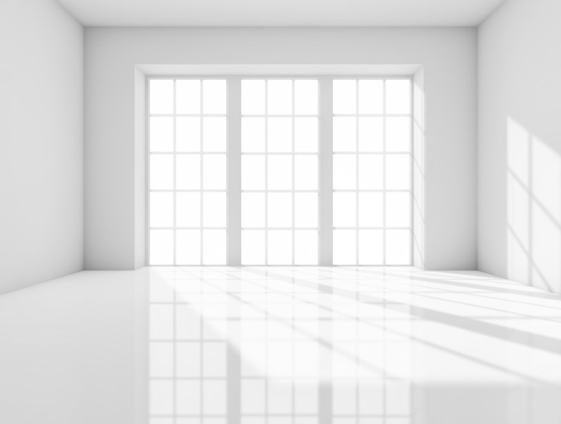 The white room is empty