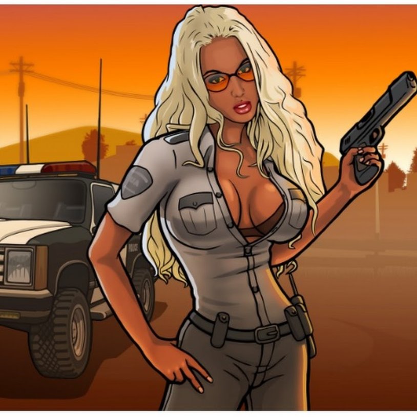 Naked woman in the style of GTA San Andreas