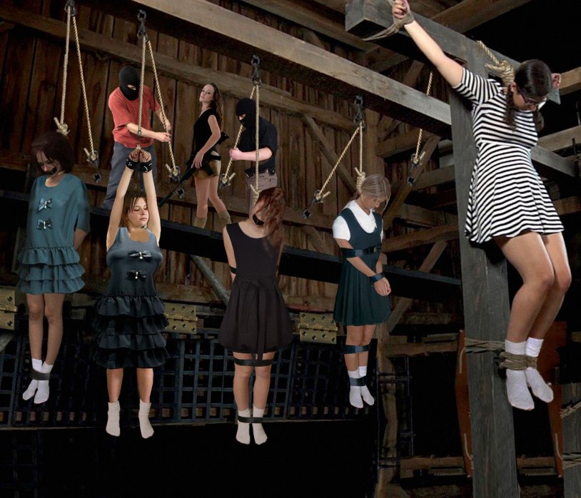 Related suspended girls