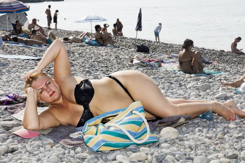 Elderly aunts on Anapa beach