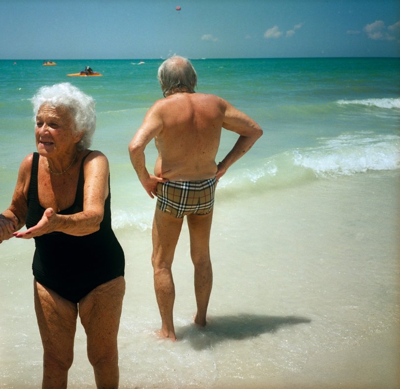 Old people sunbathe