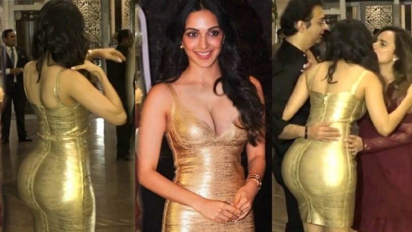 Kiara Advani Golden Dress Navel