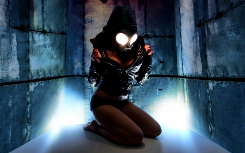 Girl in a mask and a hood