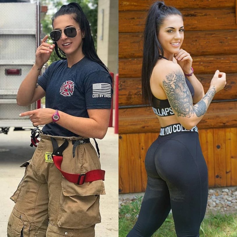 Beautiful girls in uniform and without