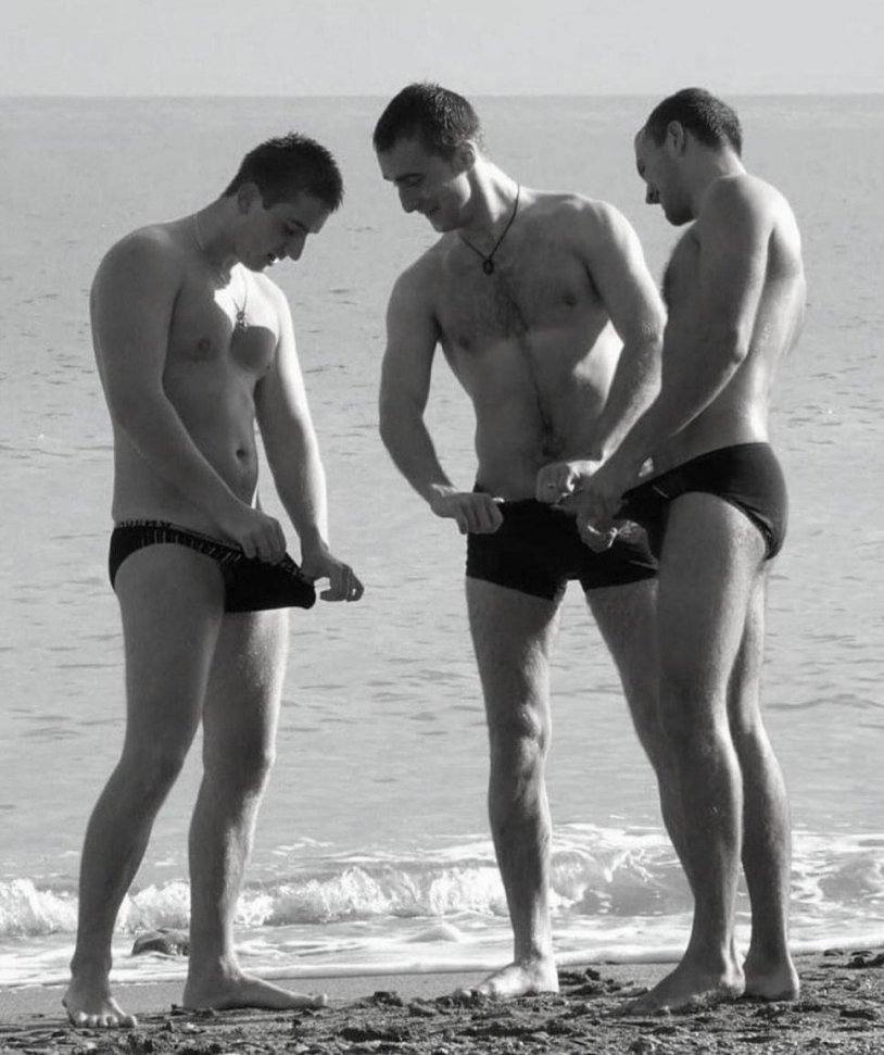 Male erection in swimming trunks