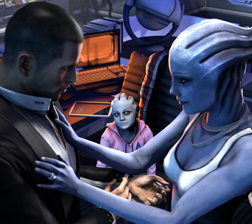 Shepard and Liara with their daughter