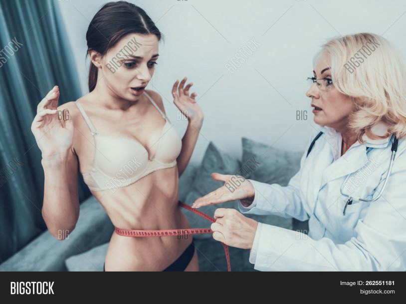 Doctor and girl with anorexia