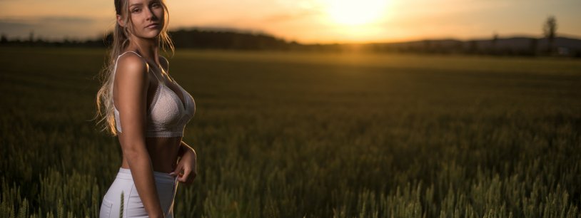 Beautiful breasts in the field