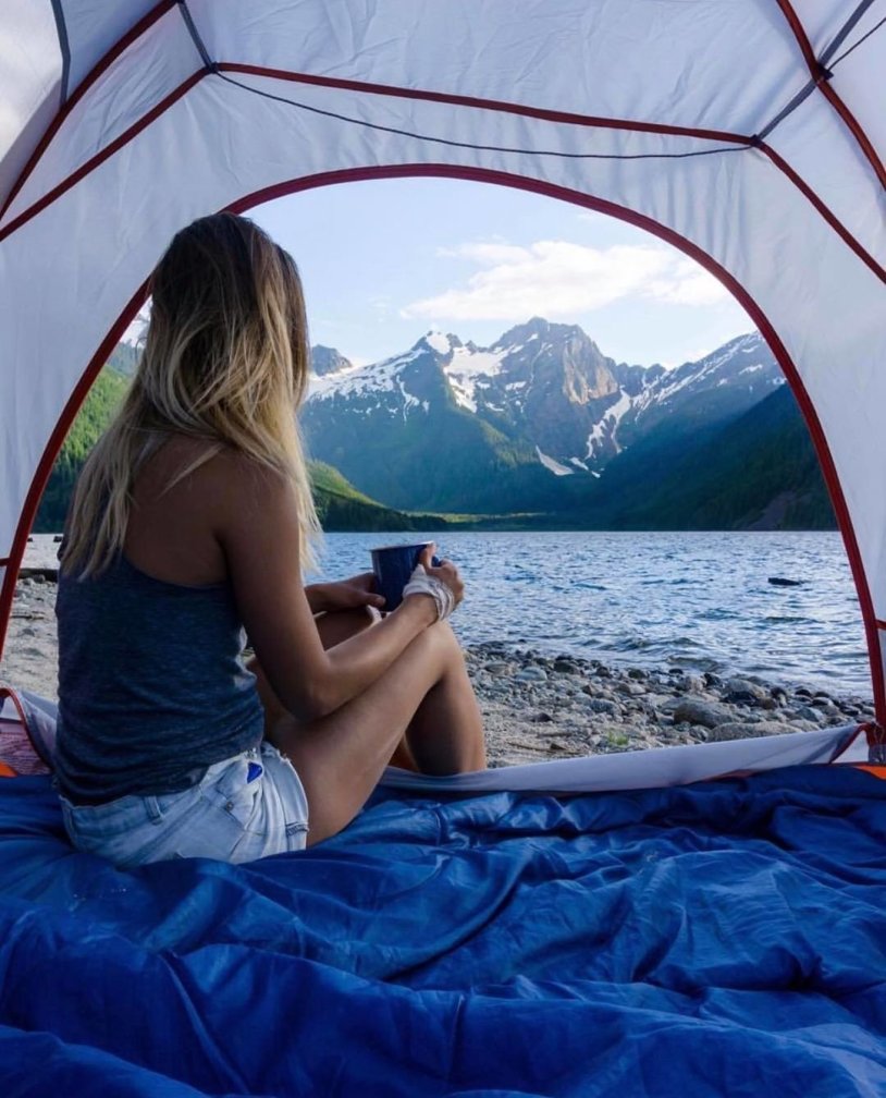 Tent on the river bank