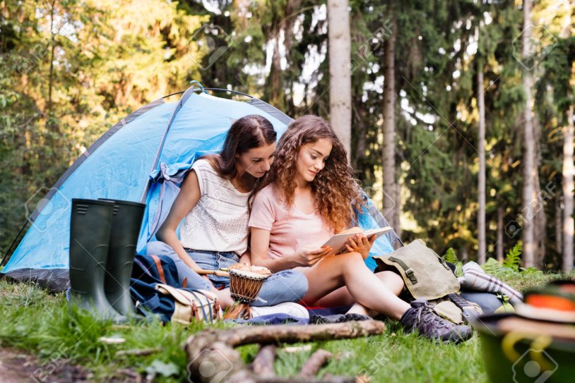 Girl hiking in the forest