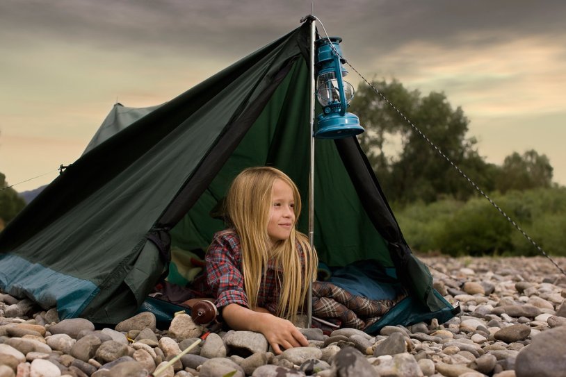 Girl in a tent