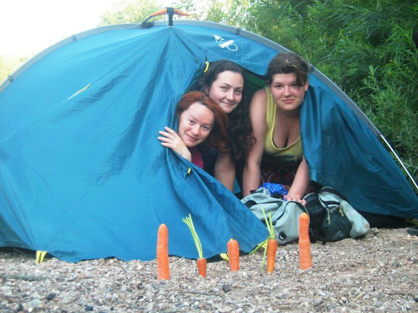 Girl tent camping