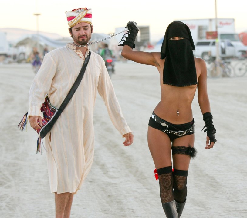 Girl in a burqa with her husband