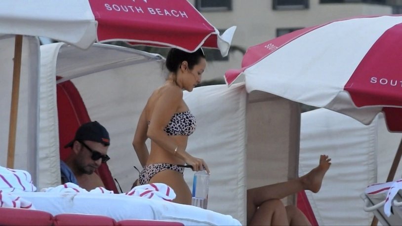 In a bikini on the beach