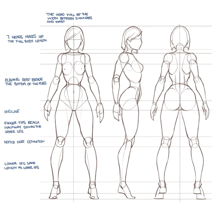 Scheme of a girl for drawing