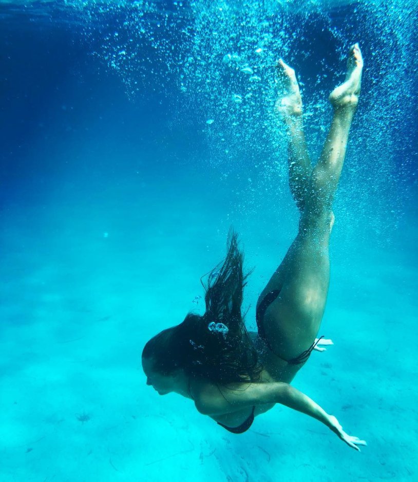 Beautiful girls underwater in the pool