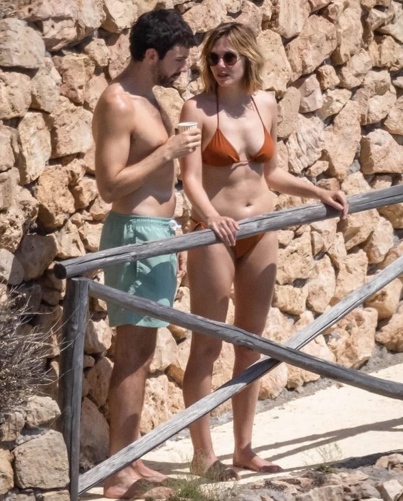 Elizabeth Olsen in a brown bikini