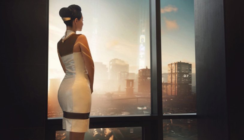 Cyberpunk 2077 scene with Meredith Stout