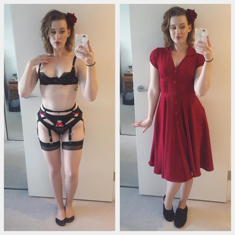 Girls in tight dresses with a decollete