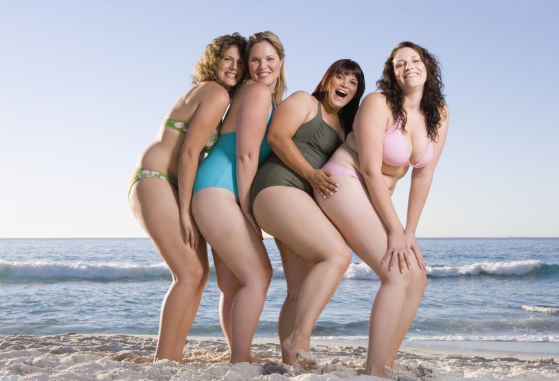 BBWs in swimsuits on the beach