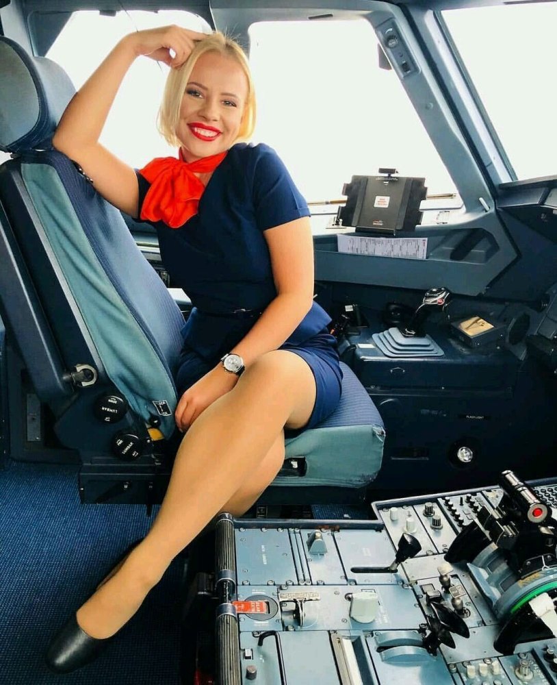 Blonde stewardess