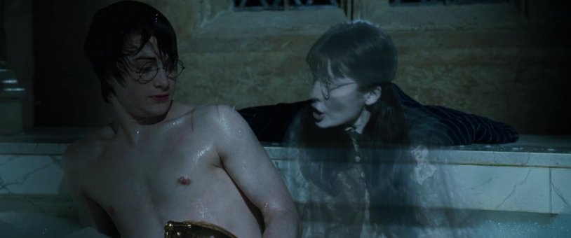 Harry and Moaning Myrtle in the bathroom
