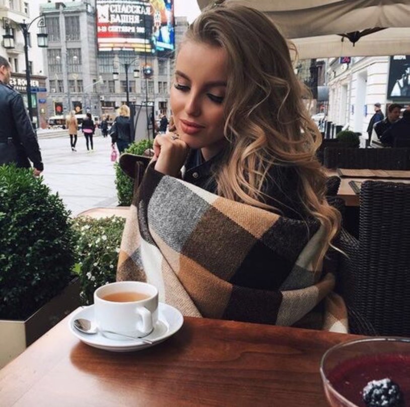 Blonde in a cafe