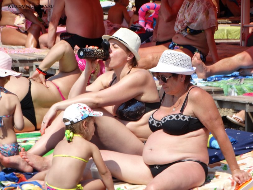 Women on the public beach