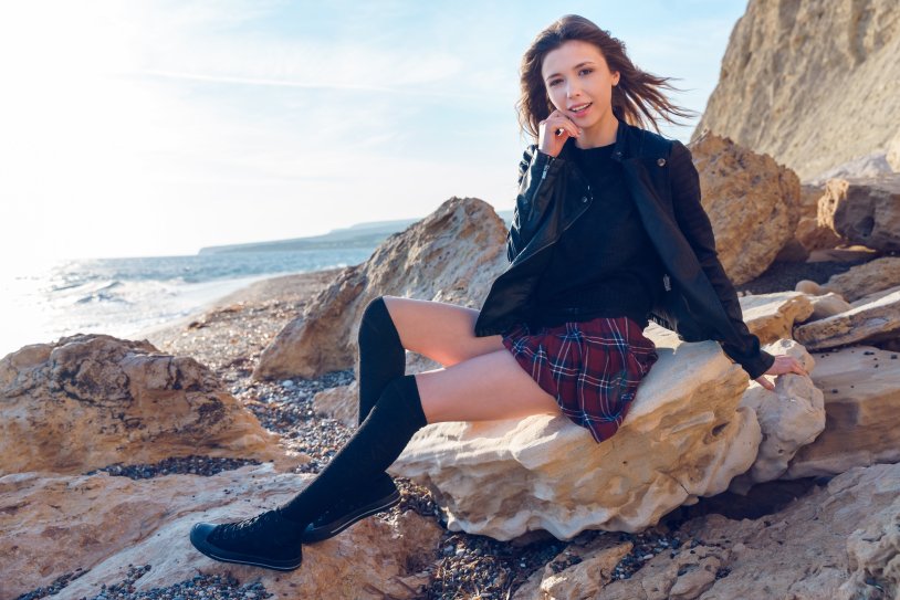 Mila Azul in stockings