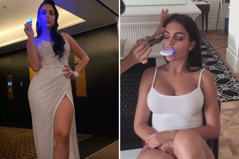 Georgina Rodriguez is pregnant in a dress