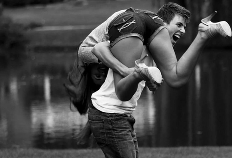 Woman carrying a man