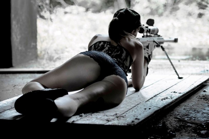 Girl with a sniper rifle