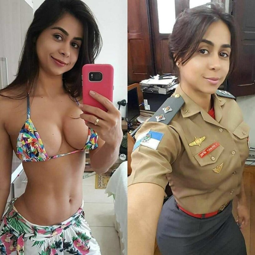 Girls in uniform and without