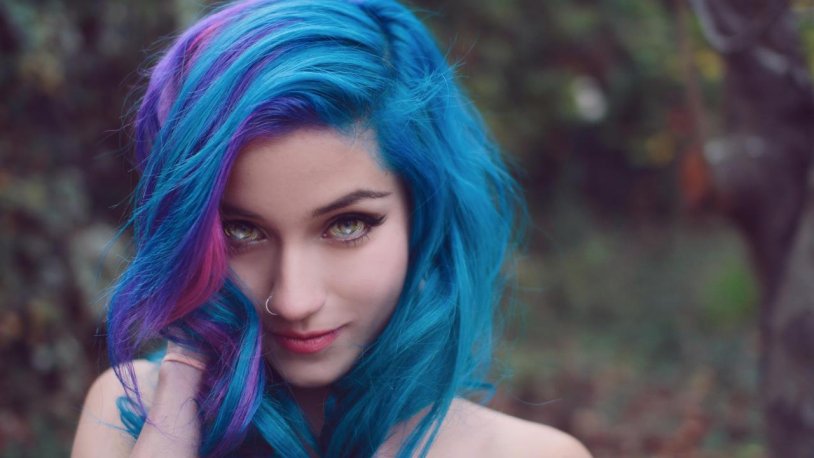 Girl with multi -colored hair