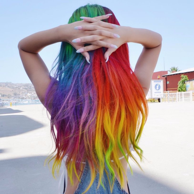 Girls rainbow hair
