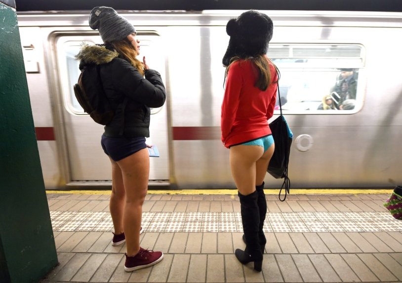 In the subway without pants
