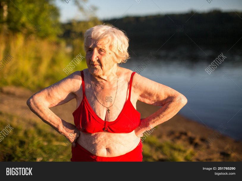 Elderly women in bathing suits