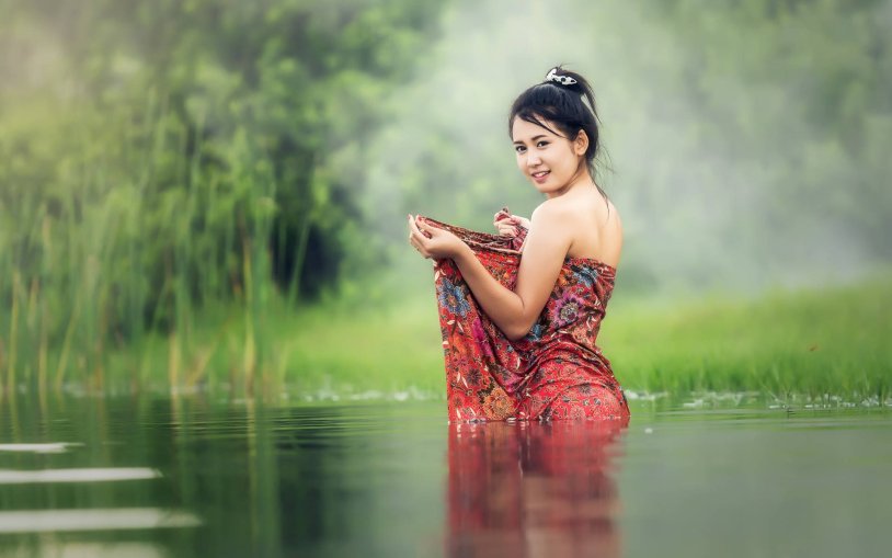 Chinese girls in nature