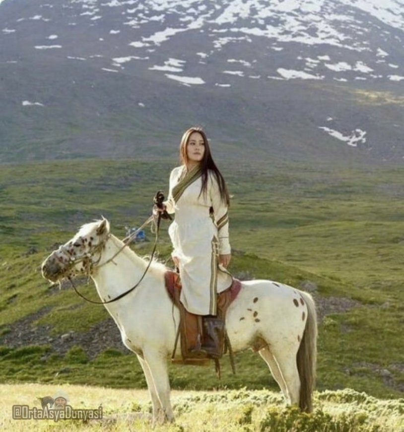 Mongolian girl on a horse