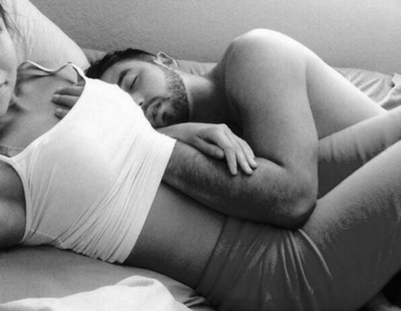 The girl sleeps on the paren