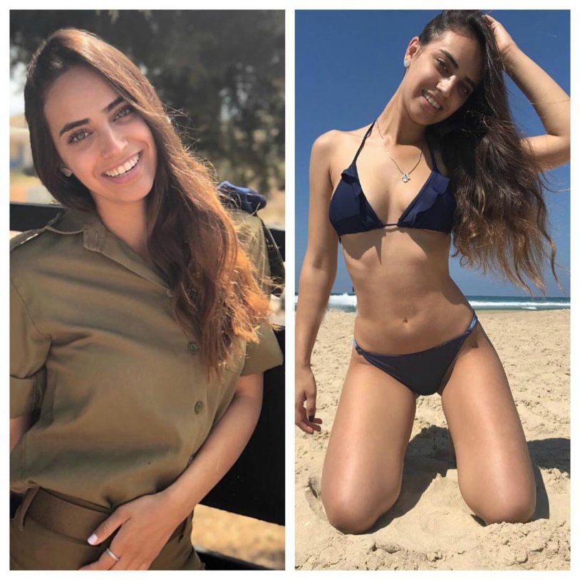 Israeli military girls on the beach