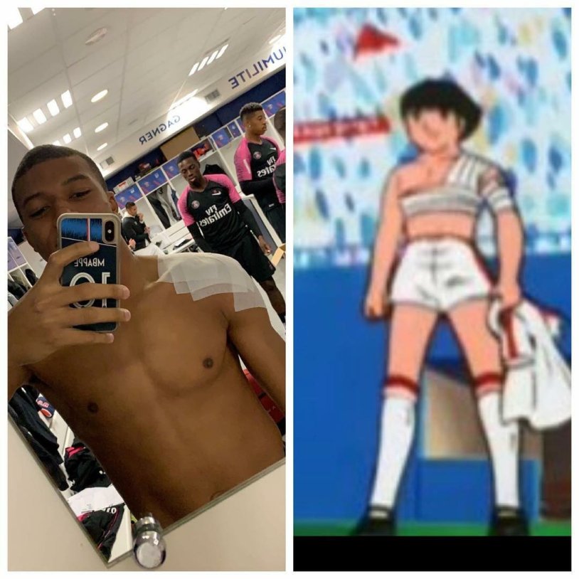 Kylian Mbappe shirtless