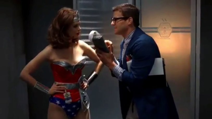 Emily Deschanel dressed as Wonder Woman