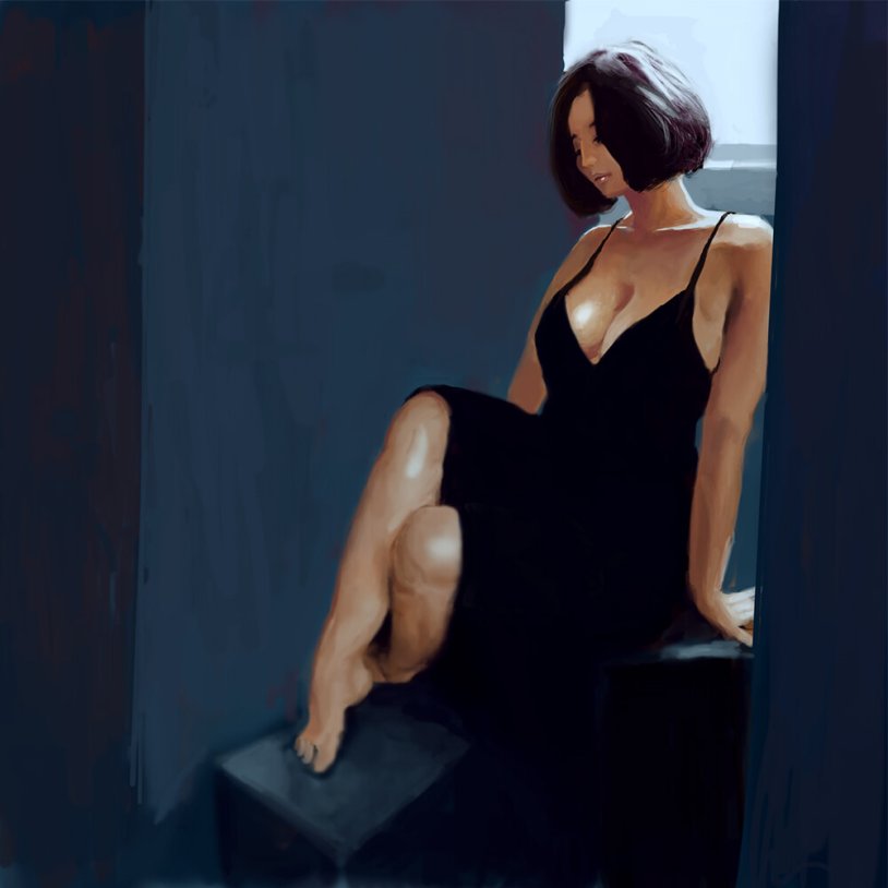 Michelle Alves black bob on the beach