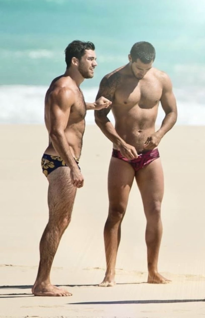 Caucasian males on the beach