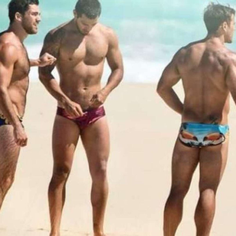 Caucasian guys on the beach