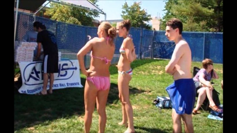 In front of the girls