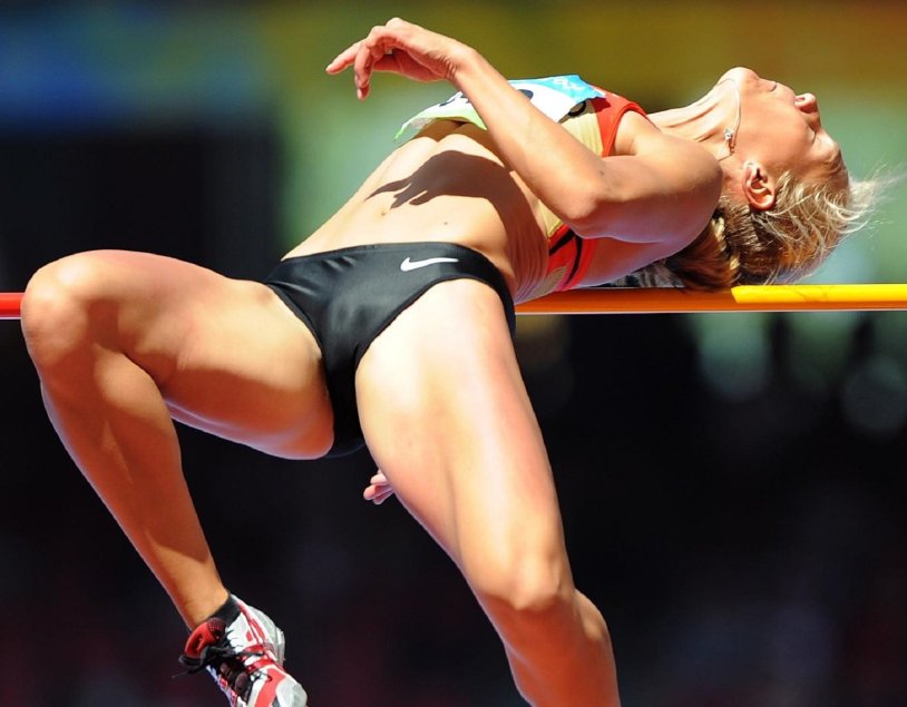 Naked buttocks of athletes