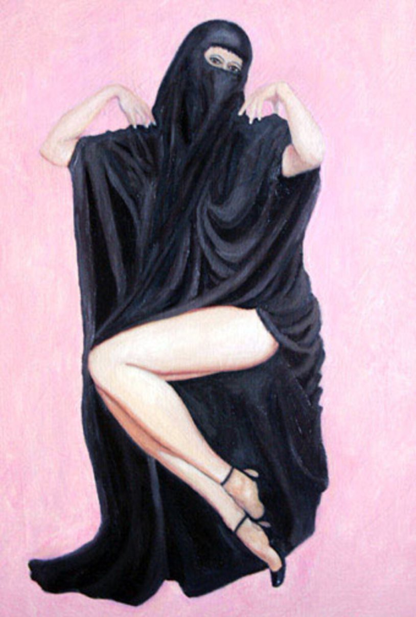 Girl in Muslim clothes and bdsm